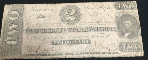 1863 confederate two dollars - 1863,