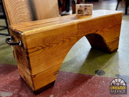 Arched heart pine beam bench - heart,