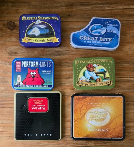 Vintage mini tins set 6 - vintage,