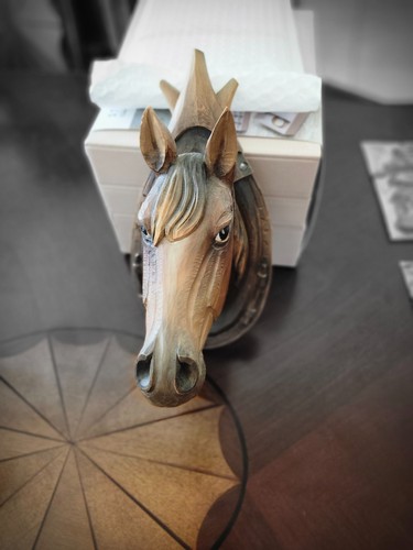 Carved wooden horse - carved, head