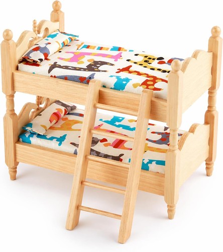 Wooden dollhouse bunk bed with - dollhouse,