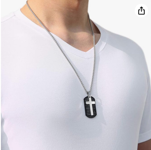 Dog tag cross necklace gifts - tag,