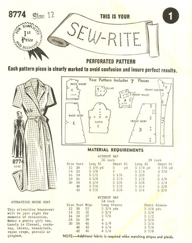 Sew rite 8774 attractive 1950s - 8774,