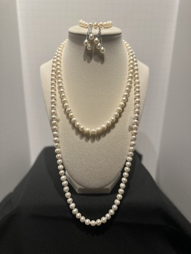 White 8mm freshwater - white, pearl