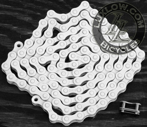 White fixie kmc bicycle - kmc, chain