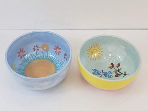 Hand painted pottery bowls - painted,