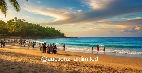 Golden hour tropical beach - golden,