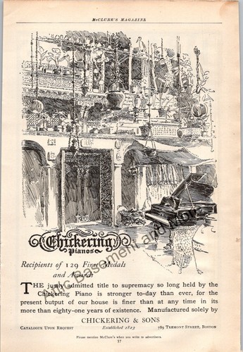 1905 chickering piano print - chickering,