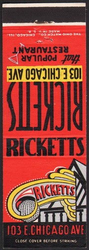 Vintage matchbook cover
