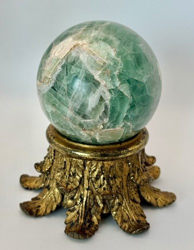 Green fluorite crystal - green, sphere