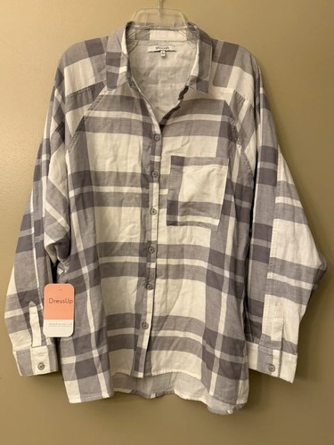 Stoosh plaid gray white long - plaid, gray/white