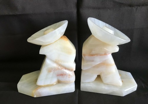 1960 bookends carved onyx - 1960's,