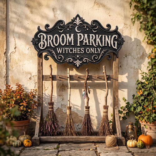 Halloween broom parking - halloween,