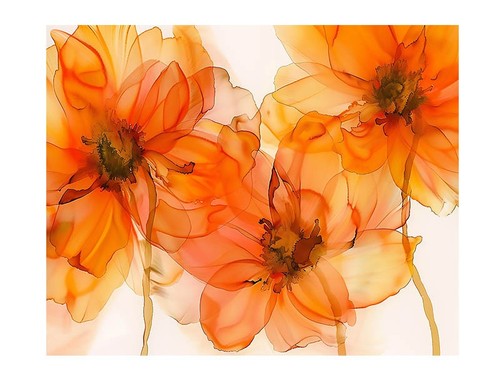 20x16 big orange blooms canvas - big,