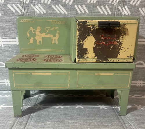 Vintage toy stove green - stove,