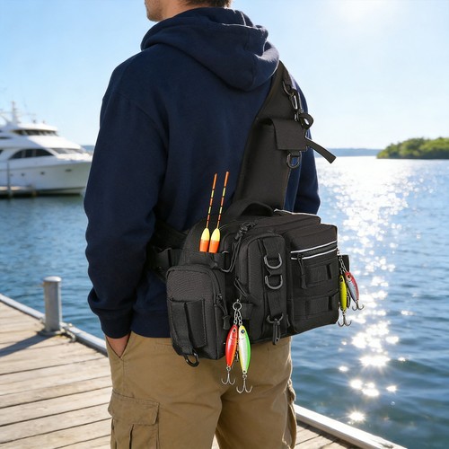Black fishing tackle - black, backpack