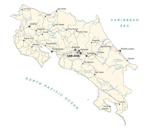 Costa rica road map - rica, glossy