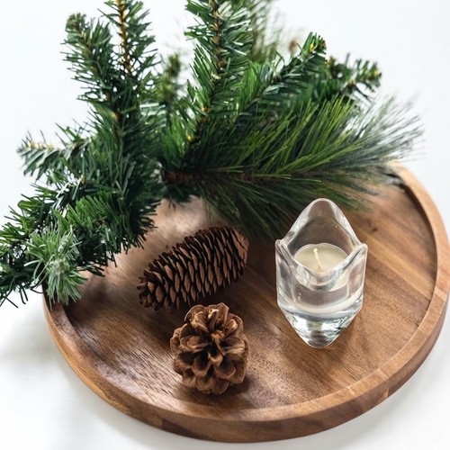 Round wooden decorative - round, tray