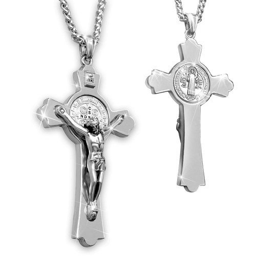 Benedict crucifix necklace - crucifix,