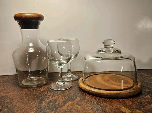 Vtg mcm teak glass 7 - vtg, &