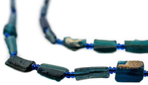 Blue roman glass bangle - blue,