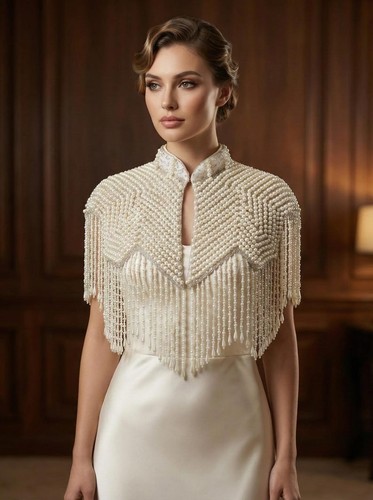 White antique hand beaded - white,