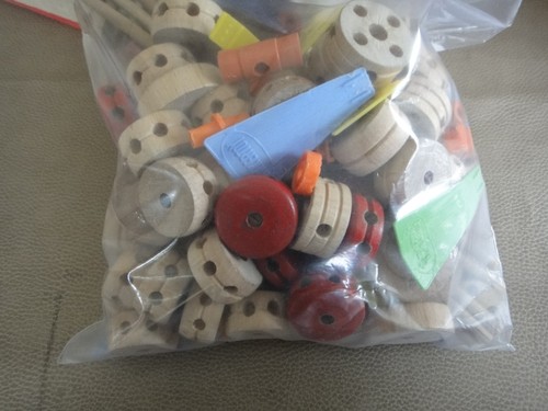 Vintage wood tinker toys - vintage, lot