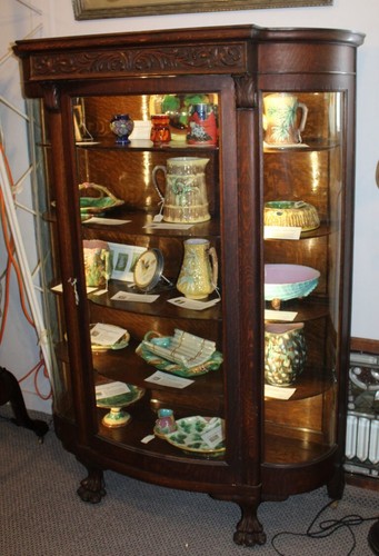 Antique oak curved glass - antique,