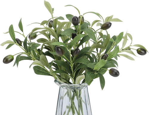 10pcs faux olive - olive, stems