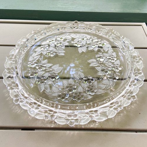 Clear pressed glass round - pressed,