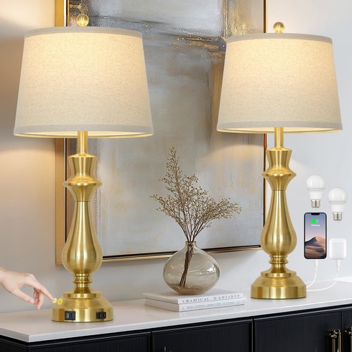 Modern gold table lamps - table,
