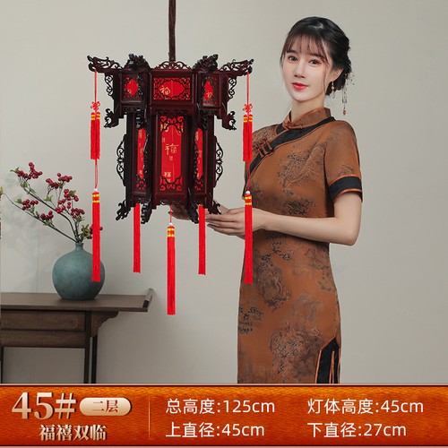 Palace lantern carved wooden - lantern,