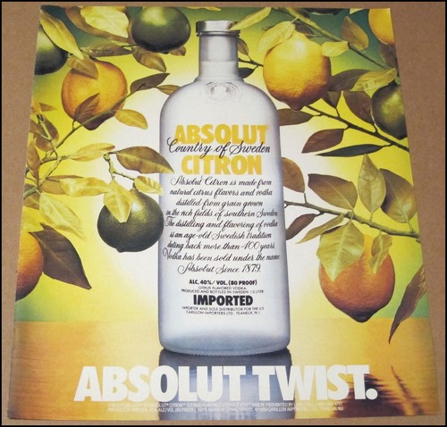 1989 absolut citron vodka - 1989,