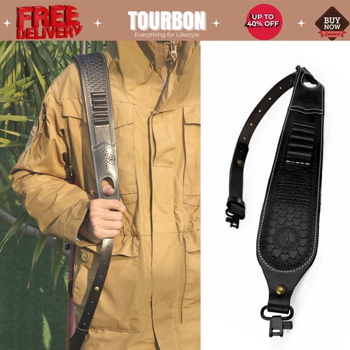 Black leather gun - sling, rifle