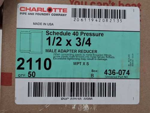 Charlotte pipe mpt x - charlotte,