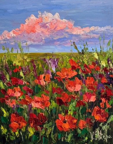 Original red poppy - original,