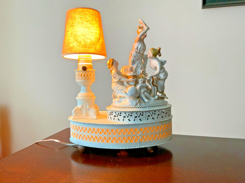Antique small table lamp metal