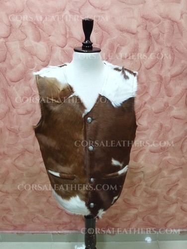 Hair vest cowhide leather - hair, leather|
