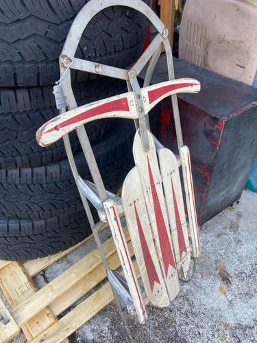 Vintage wooden snow sled with - wooden,