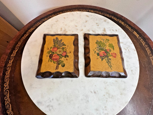 Vintage wooden mixed - vintage, floral