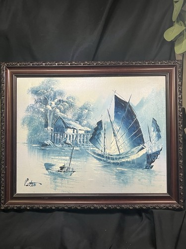 Vintage framed oil canvas - framed,