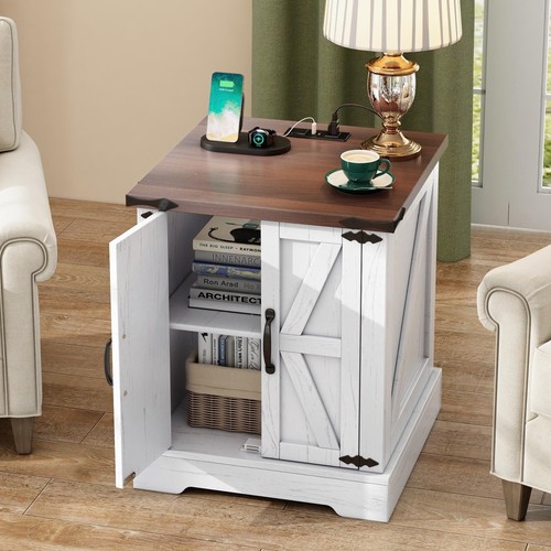 Farmhouse end table with - farmhouse,