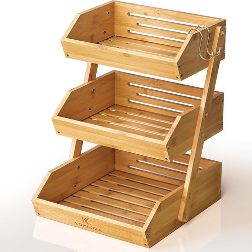 Bamboo fruit basket tier - fruit, 3-tier