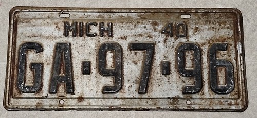 Vintage 1940 michigan license - michigan,
