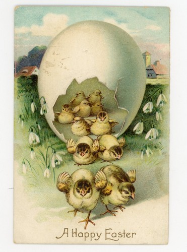 Antique happy easter postcard - antique,