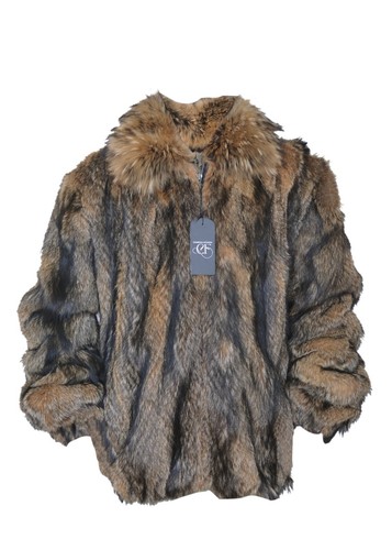 Men coyote fur bomber - coyote,
