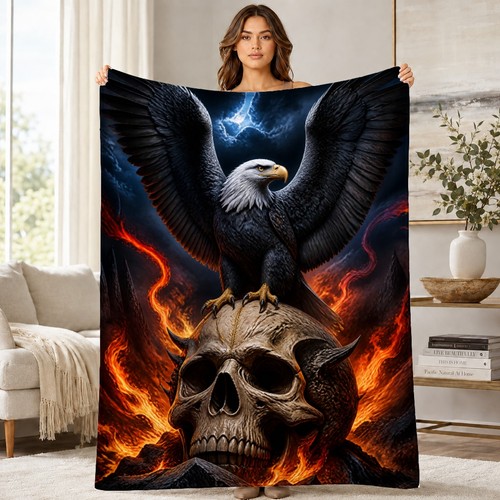 Eagle skull flames coral - eagle,