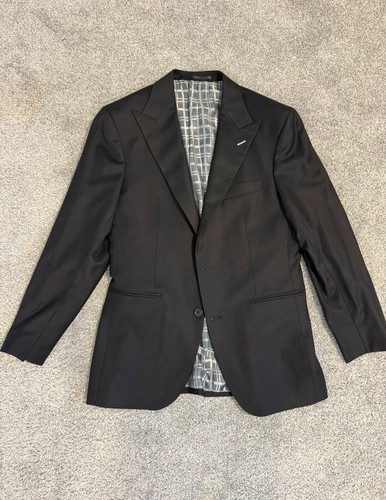 Men slim black custom suit - black,