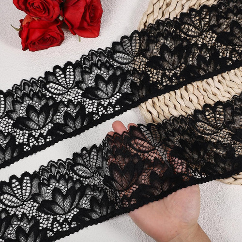 Yards black lace trim - 5,