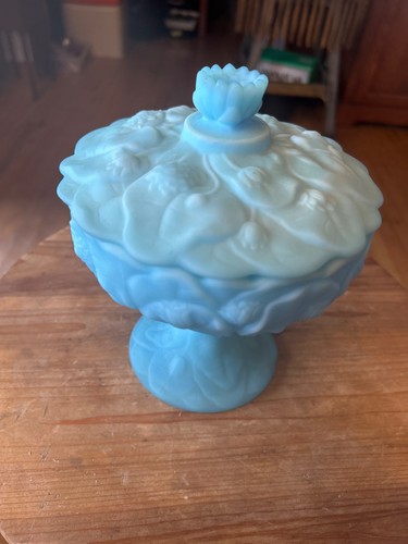 Fenton blue satin art - blue, glass